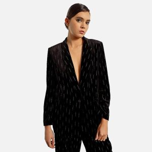 BLAZER VELOURS STRASS NOIR - Image 1