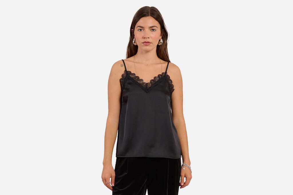 CARACO SATON DENTELLE NOIR