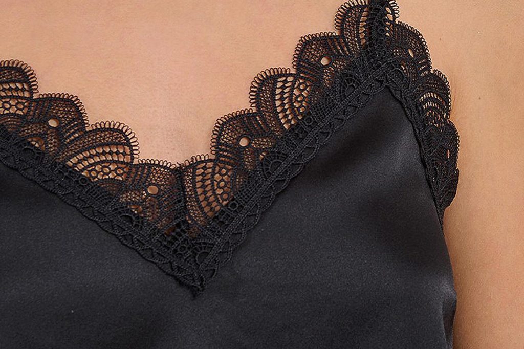 CARACO SATON DENTELLE NOIR
