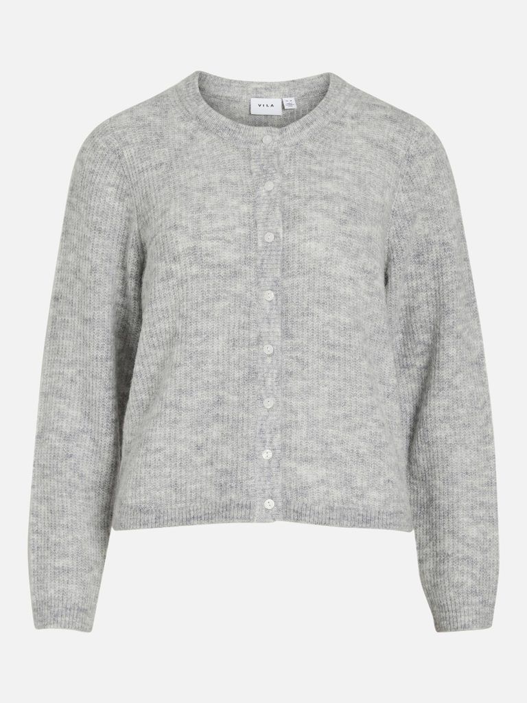 VILORY ONECK LS KNIT CARDIGAN LIGHT GREY MEL