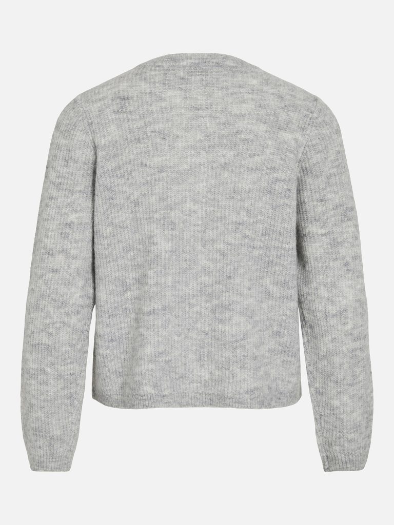 VILORY ONECK LS KNIT CARDIGAN LIGHT GREY MEL