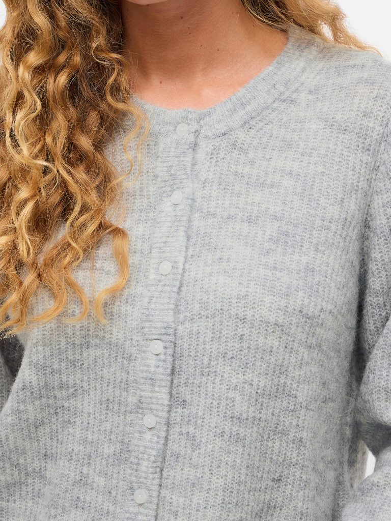 VILORY ONECK LS KNIT CARDIGAN LIGHT GREY MEL