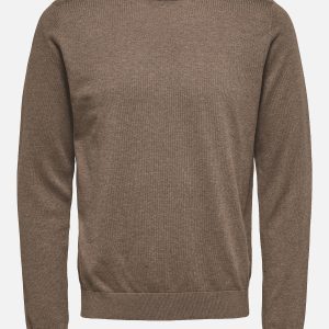 SLHBERG CREW NECK TEAK MELANGE – Image 1