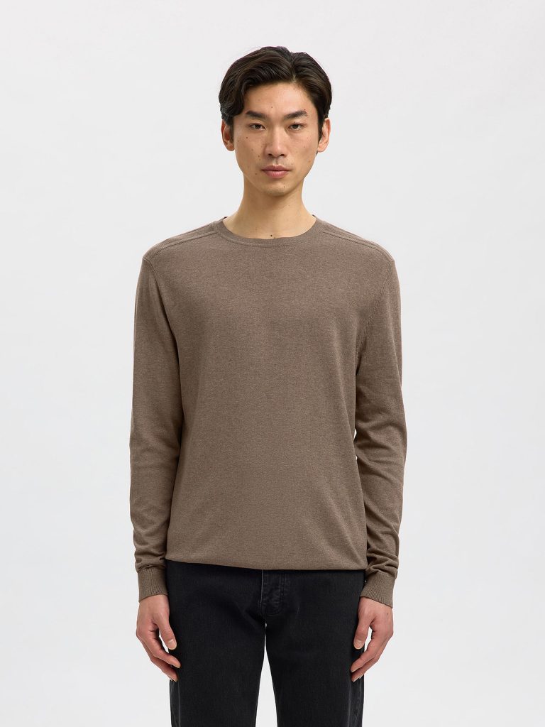 SLHBERG CREW NECK TEAK MELANGE