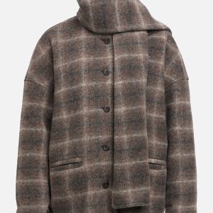 OBJMAISE LS LO SCARF JACKET CARAFE CHECK - Image 1