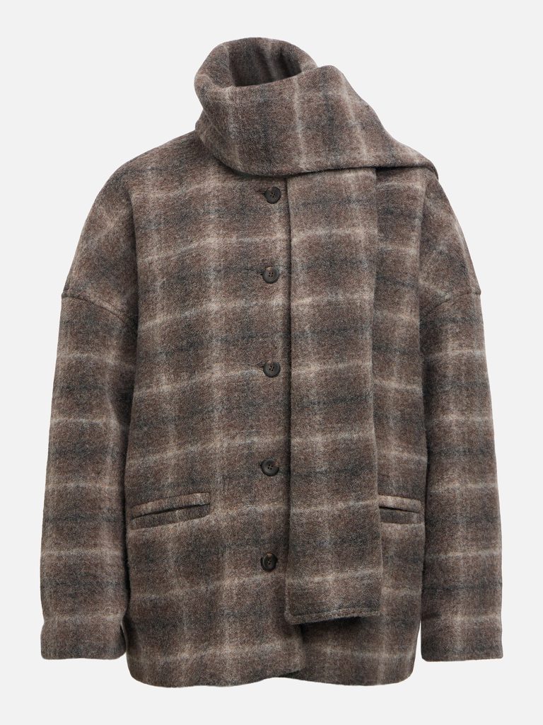 OBJMAISE LS LO SCARF JACKET CARAFE CHECK