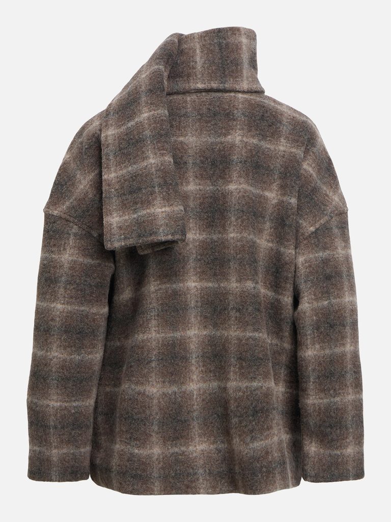 OBJMAISE LS LO SCARF JACKET CARAFE CHECK