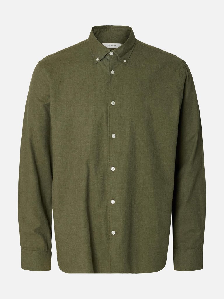 SLMREGCOLE JAY MELANGE LS SHIRT VETIVER