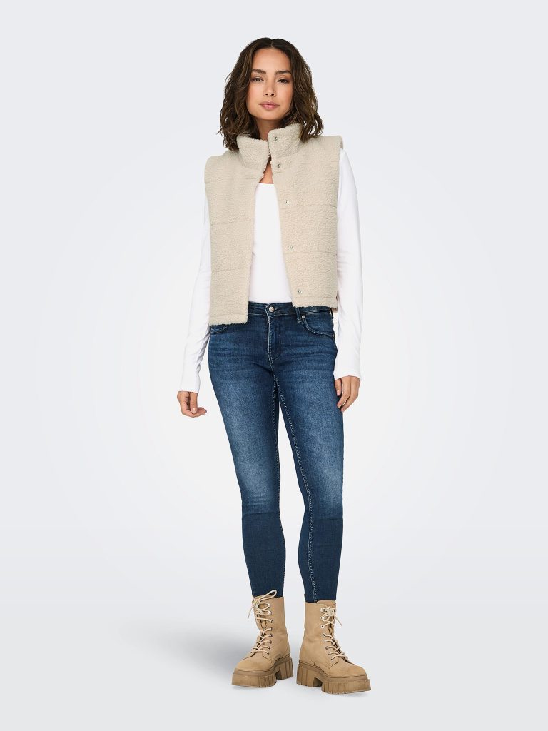 ONLSANDRA TEDDY WAISTCOAT PUMICE STONE