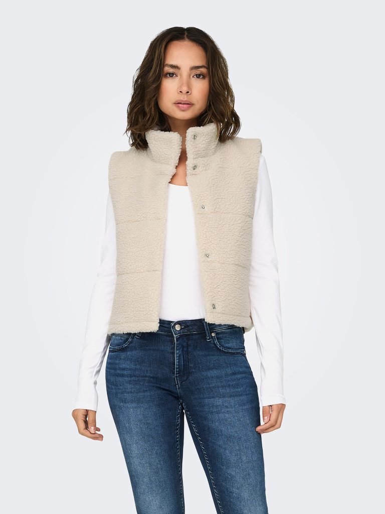 ONLSANDRA TEDDY WAISTCOAT PUMICE STONE