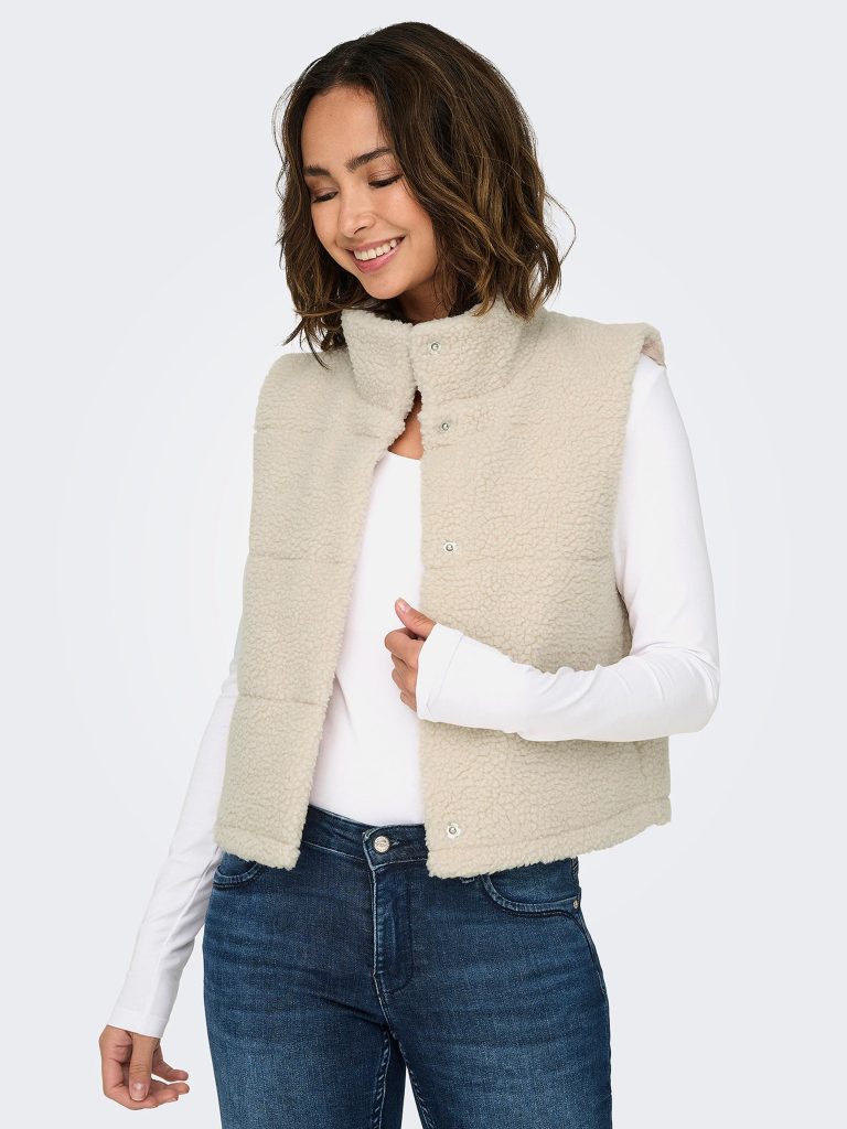 ONLSANDRA TEDDY WAISTCOAT PUMICE STONE