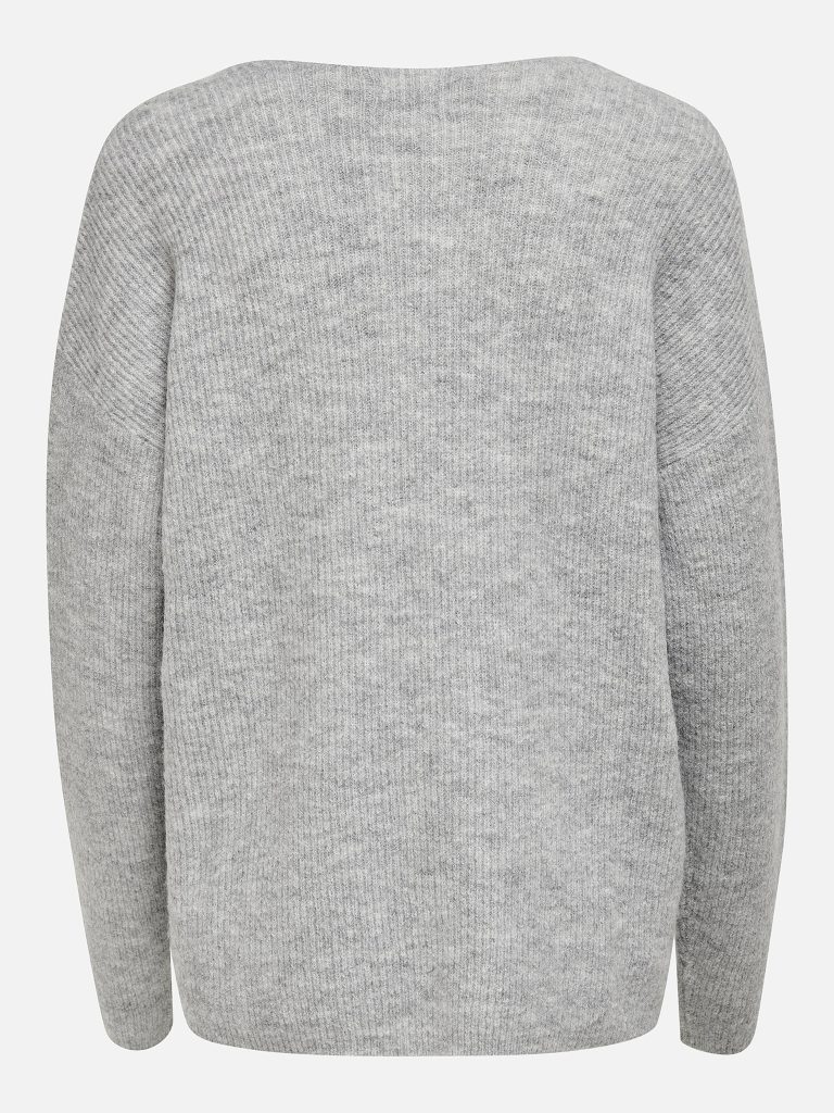ONLCAMILLA VNECK LS PULLOVER LIGHT GREY