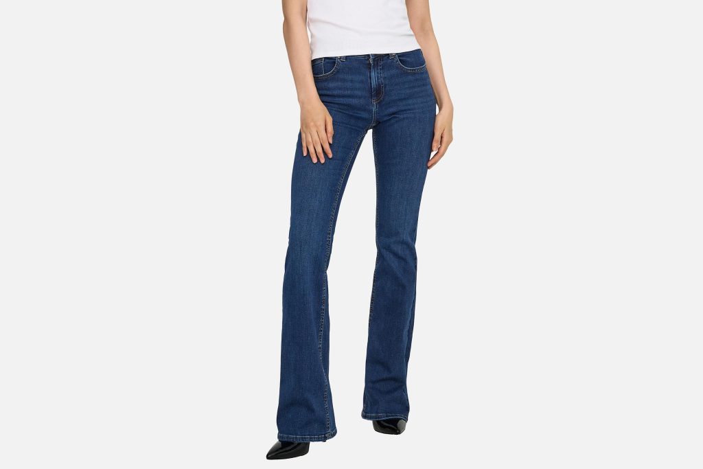 ONLBLUSH MW BPOC FLARED DARK BLUE DENIM L30