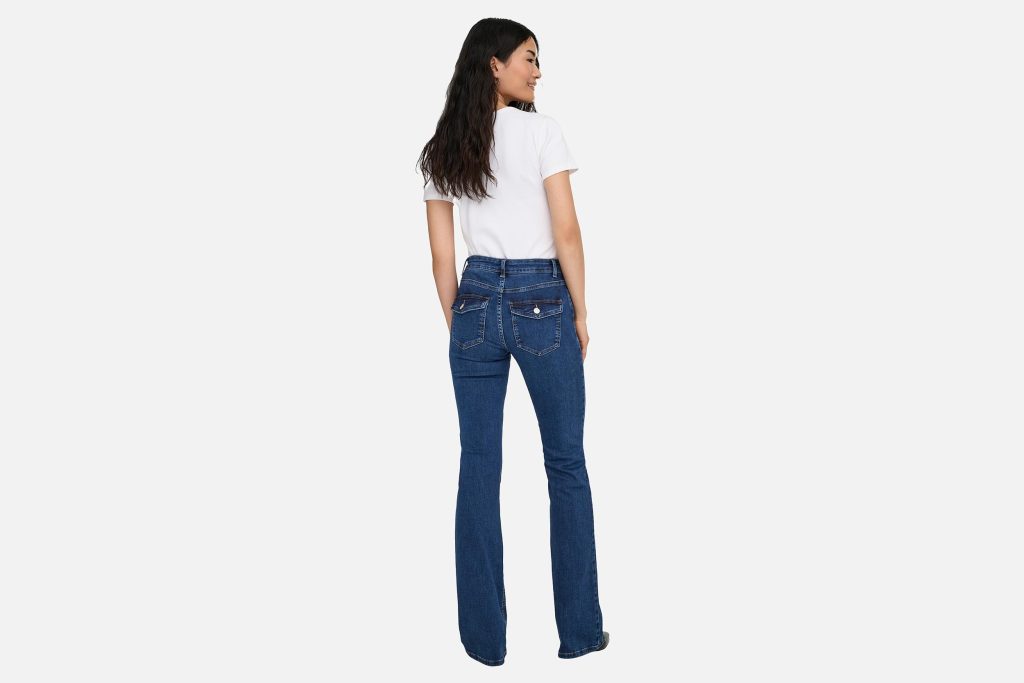 ONLBLUSH MW BPOC FLARED DARK BLUE DENIM L30