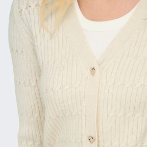 ONLKATIA LS VNECK CARDI KNT WHITE CAP GRAY MELANGE - Image 5
