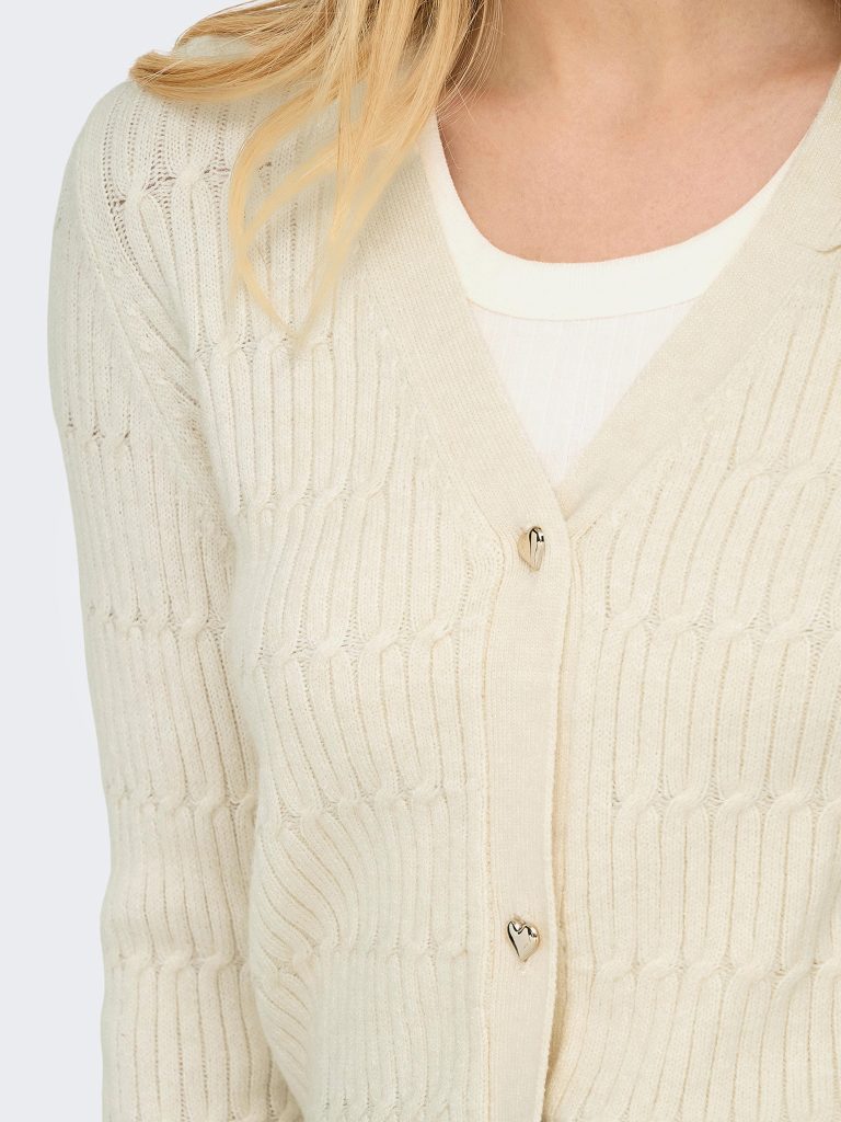 ONLKATIA LS VNECK CARDI KNT WHITE CAP GRAY MELANGE