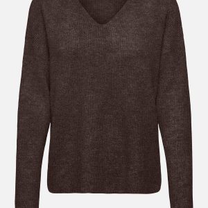 ONLCAMILLA VNECK LS PULLOVER COFFEE BEAN - Image 1
