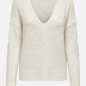 JDYELANORA LS VNECK PULLO CLOUD DANCER - Image 1