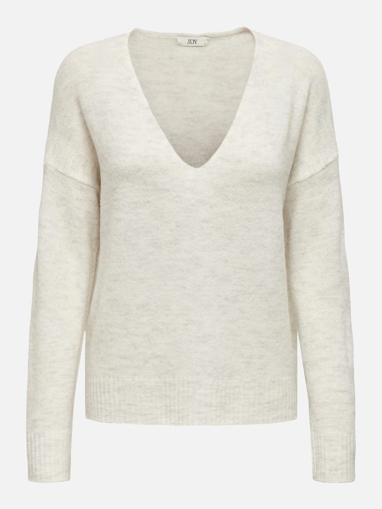 JDYELANORA LS VNECK PULLO CLOUD DANCER