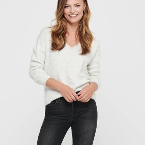 JDYELANORA LS VNECK PULLO CLOUD DANCER - Image 4