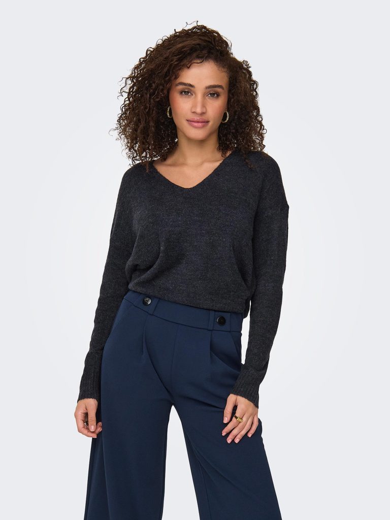 JDYELANORA LS VNECK PULLO NIGHT SKY