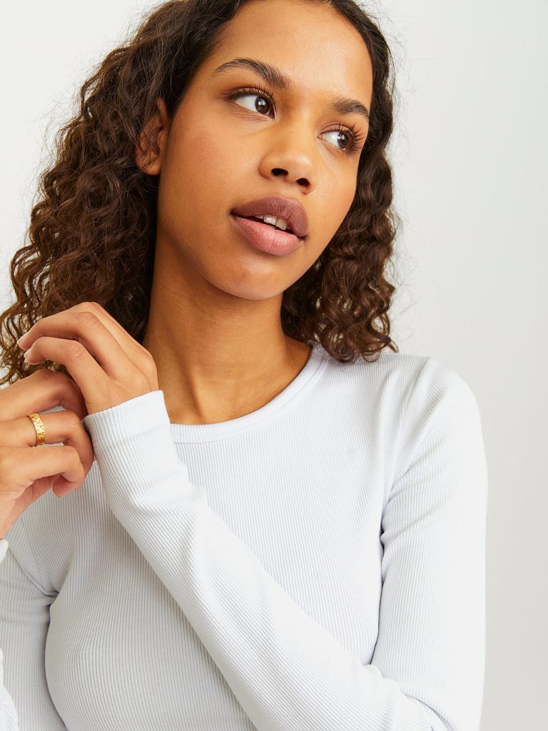 JXFREYA STR LS RIB TEE JRS NOOS BRIGHT WHITE