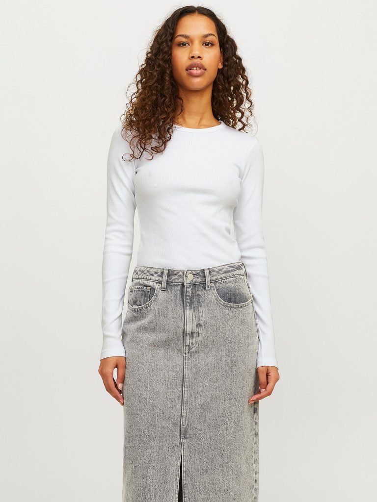 JXFREYA STR LS RIB TEE JRS NOOS BRIGHT WHITE