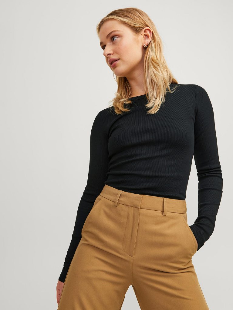 JXFREYA STR LS RIB TEE JRS NOOS BLACK