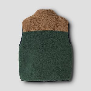 NMMMACEY TEDDY VEST BLOCK JUNGLE GREEN - Image 2