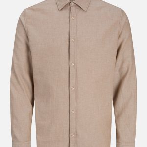 JJEFIELD MELANGE SHIRT LS OATMEAL – Image 1