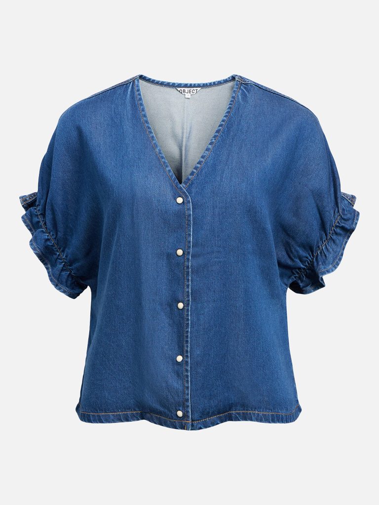 OBJFRAME 24 VNECK RE TOP NOOS MED BLUE DENIM