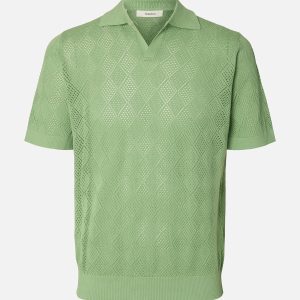 SLHARCO SS KNIT STRUCTURE OPEN POLO ASPEN GREEN - Image 1