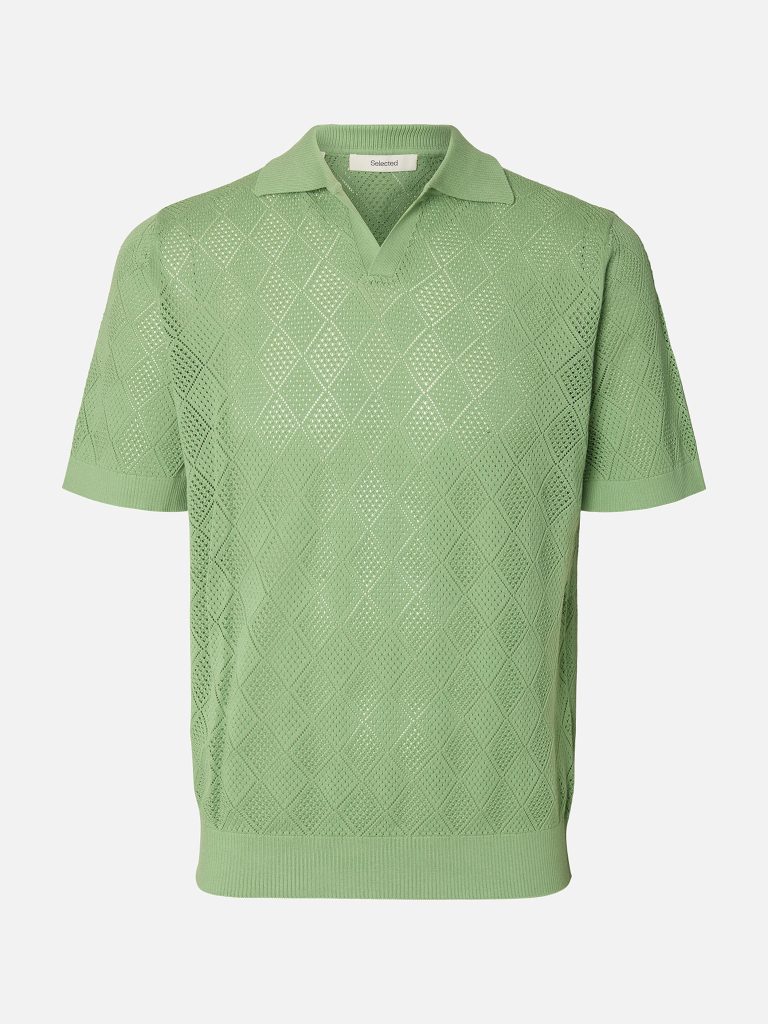 SLHARCO SS KNIT STRUCTURE OPEN POLO ASPEN GREEN