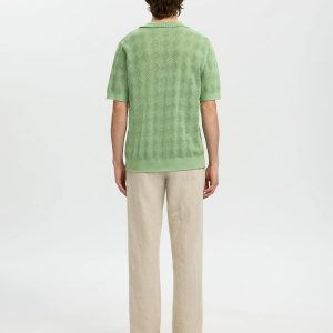 SLHARCO SS KNIT STRUCTURE OPEN POLO ASPEN GREEN - Image 2