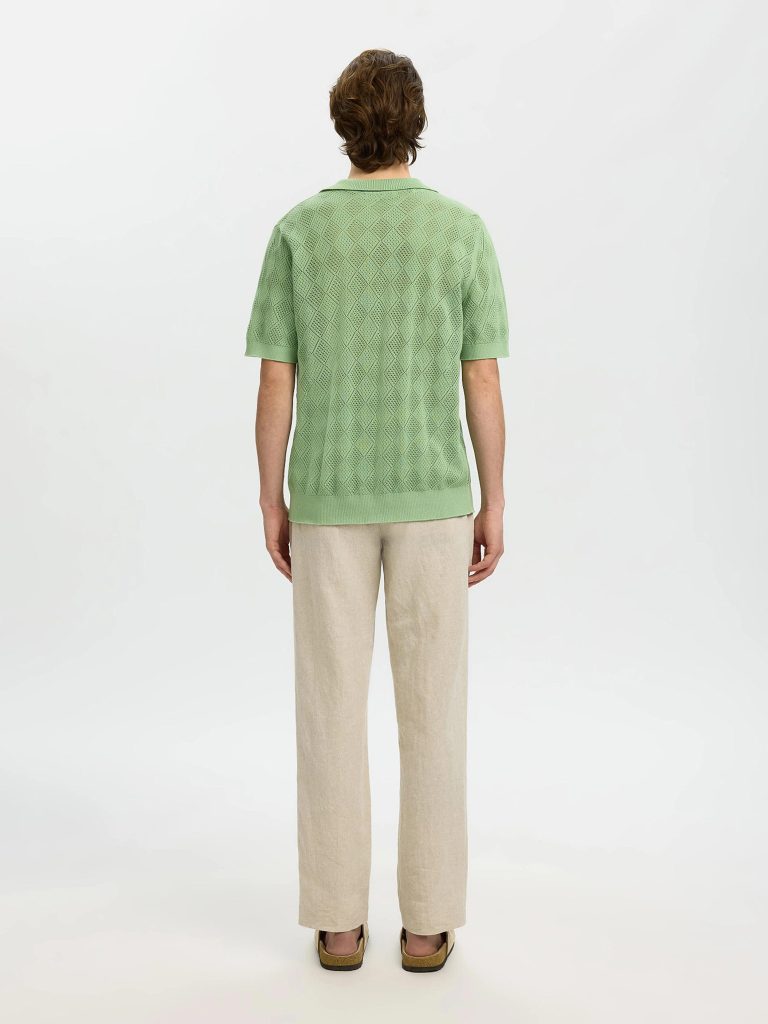 SLHARCO SS KNIT STRUCTURE OPEN POLO ASPEN GREEN