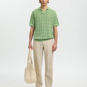 SLHARCO SS KNIT STRUCTURE OPEN POLO ASPEN GREEN - Image 3