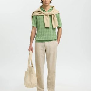 SLHARCO SS KNIT STRUCTURE OPEN POLO ASPEN GREEN - Image 4