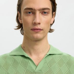 SLHARCO SS KNIT STRUCTURE OPEN POLO ASPEN GREEN - Image 6