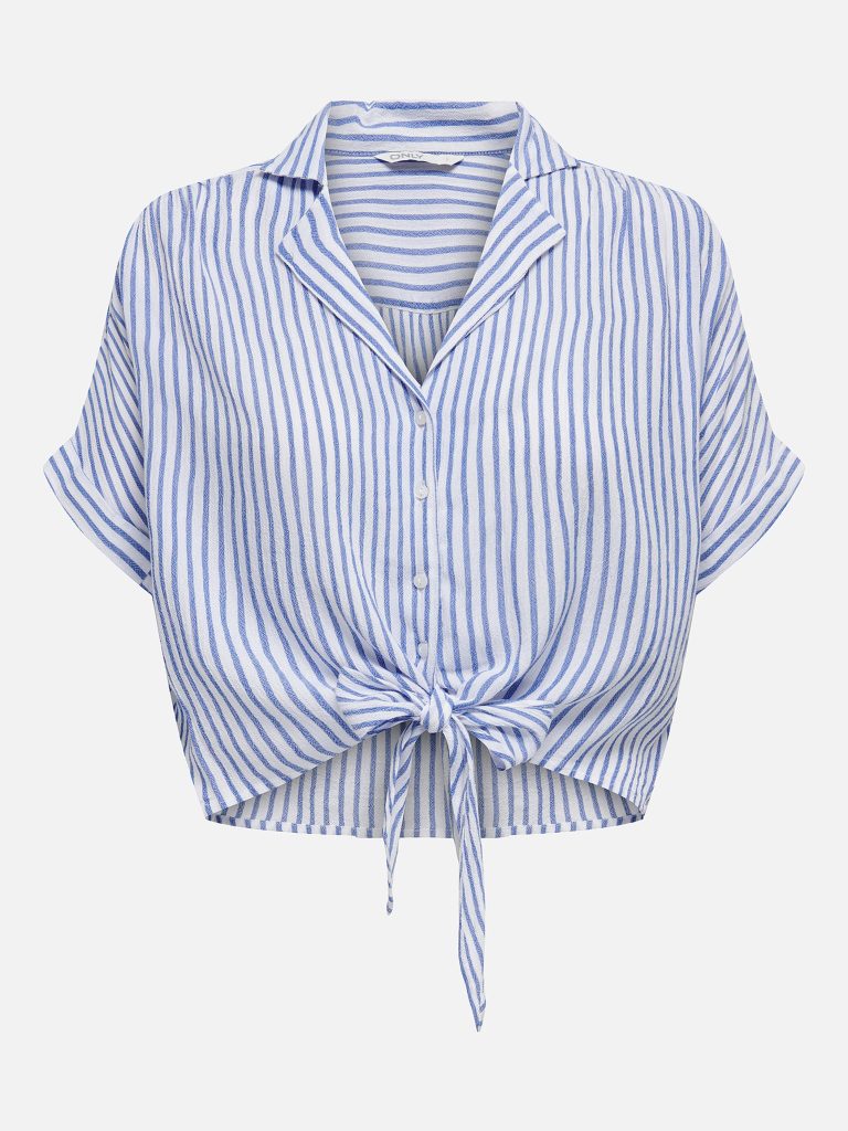 ONLPAULA LIFE SS TIE SHIRT CLOUD DANCER BLUE