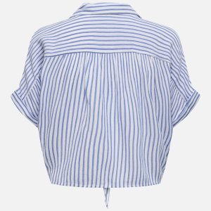ONLPAULA LIFE SS TIE SHIRT CLOUD DANCER BLUE – Image 2