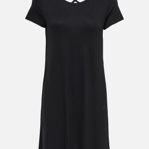 ONLBERA BACK LACE UP SS DRESS BLACK – Image 1