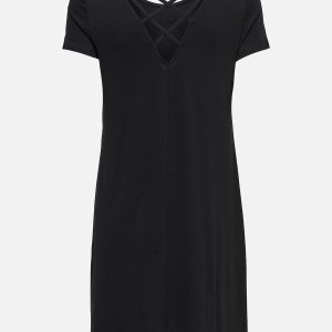 ONLBERA BACK LACE UP SS DRESS BLACK – Image 2