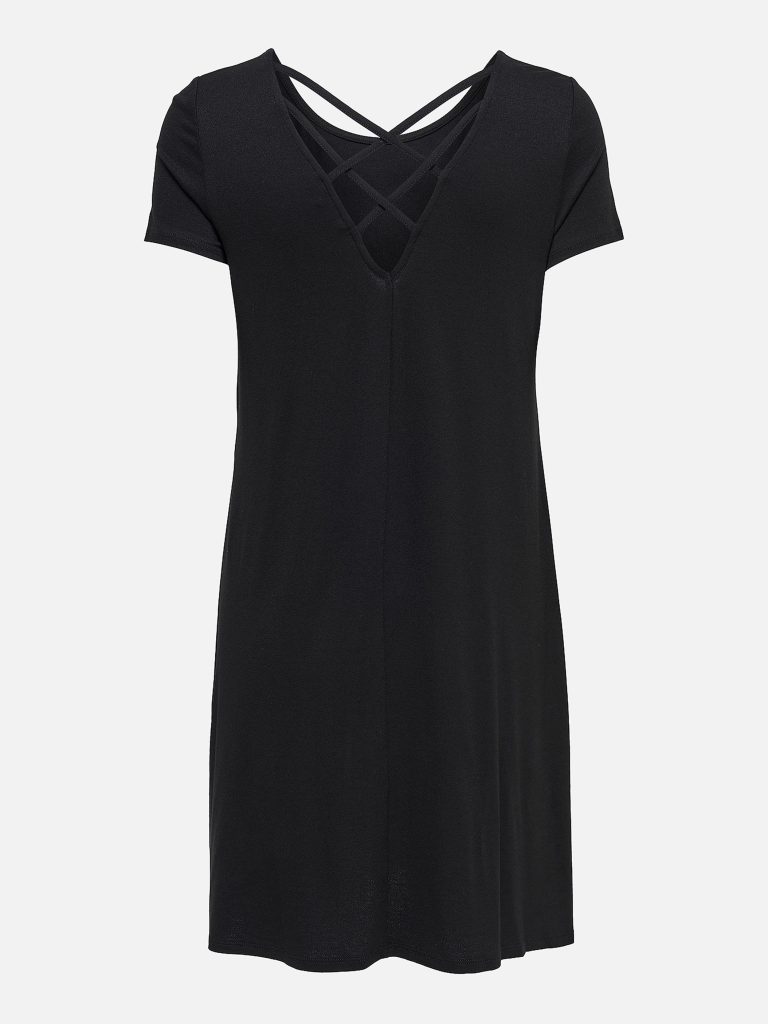ONLBERA BACK LACE UP SS DRESS BLACK