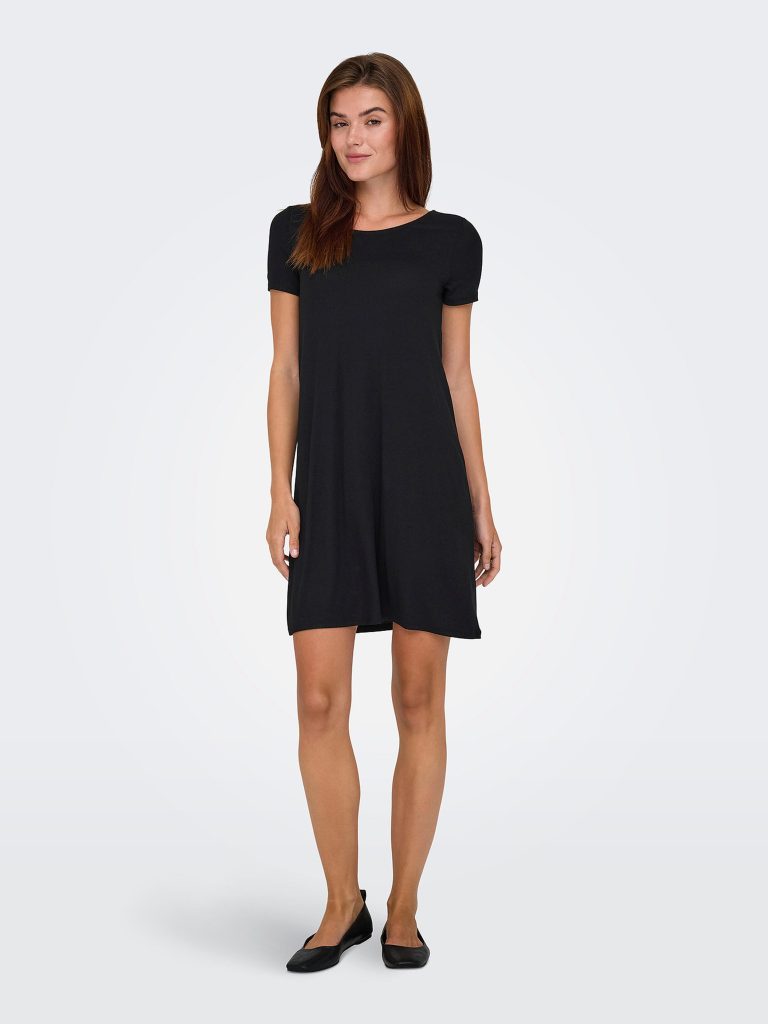ONLBERA BACK LACE UP SS DRESS BLACK