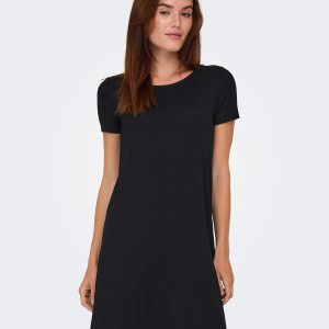 ONLBERA BACK LACE UP SS DRESS BLACK – Image 4