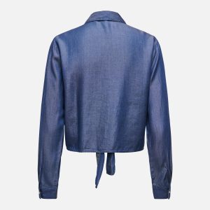 JDYJASPER LS KNOT SHIRT DARK BLUE DENIM – Image 2