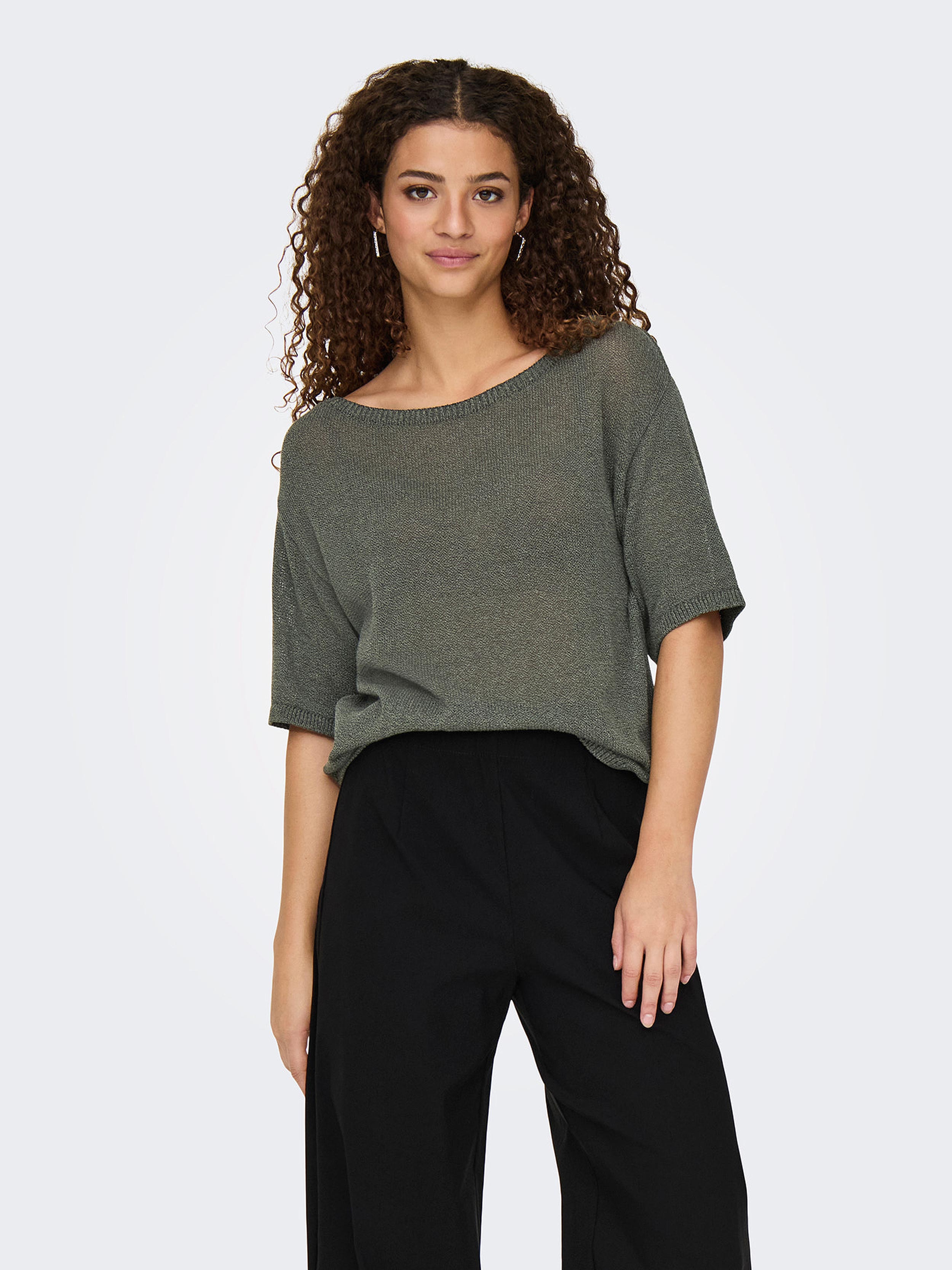 JDYSHINE LIFE SS PULLOVER KNT KAMBABA MELANGE