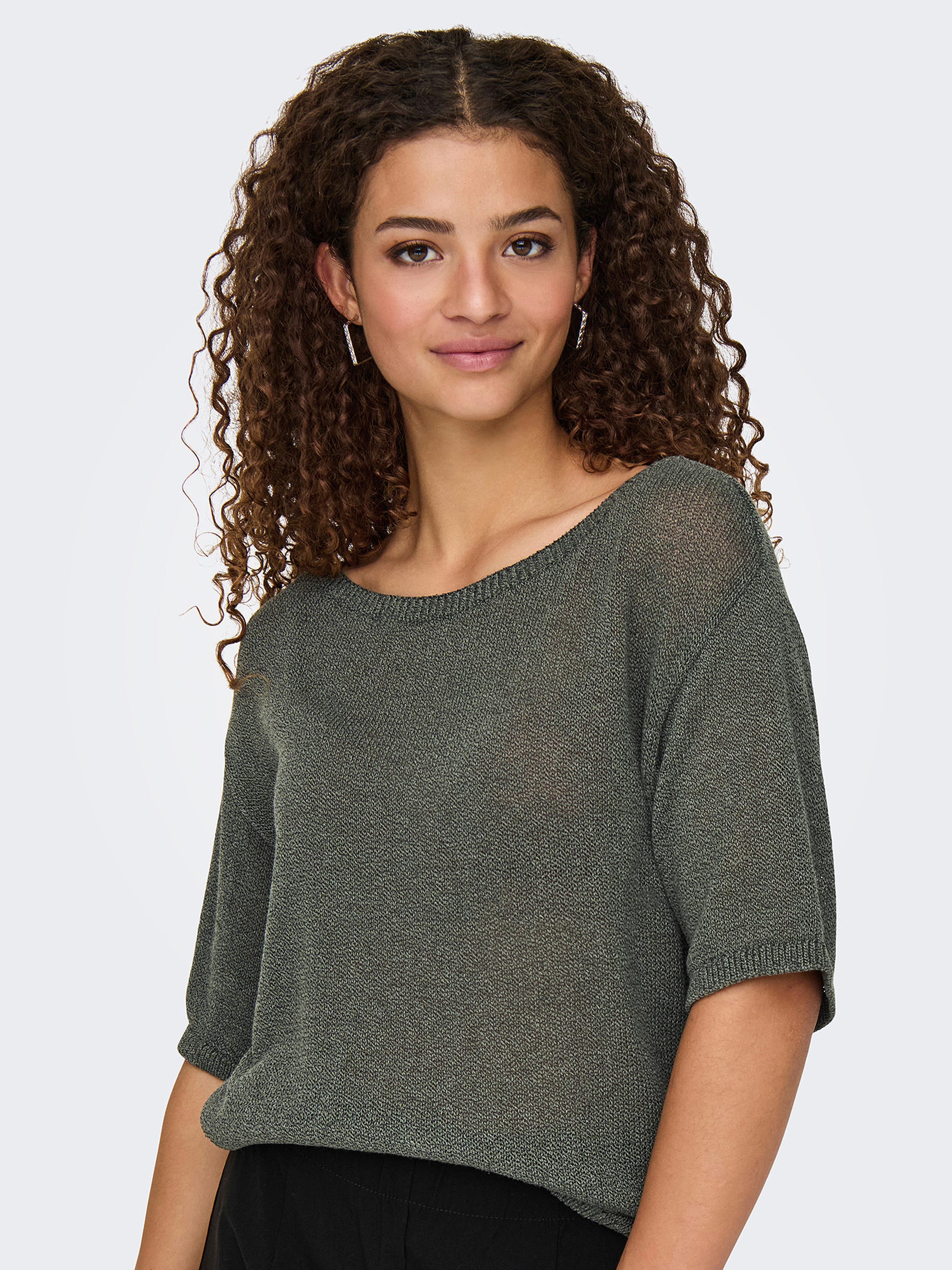 JDYSHINE LIFE SS PULLOVER KNT KAMBABA MELANGE