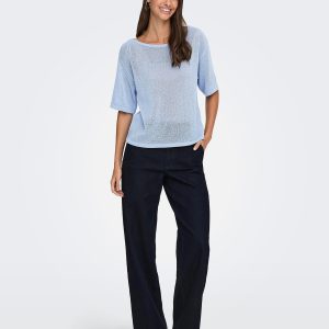 JDYSHINE LIFE SS PULLOVER KNT POWDER BLUE MEL – Image 3
