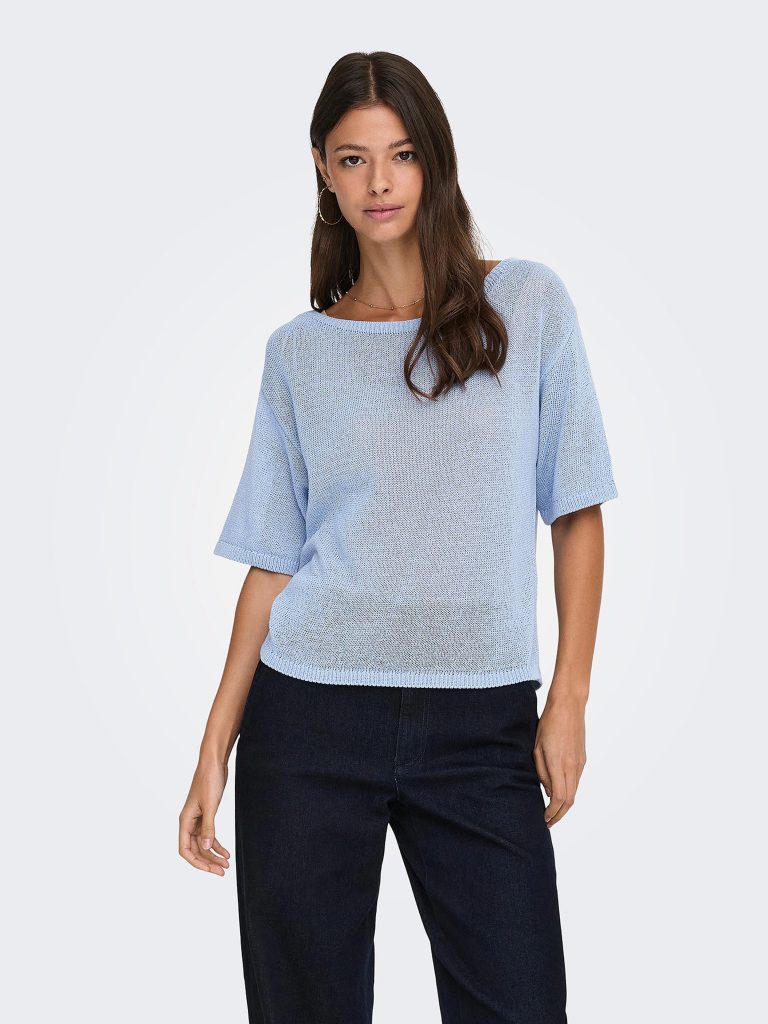 JDYSHINE LIFE SS PULLOVER KNT POWDER BLUE MEL